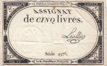 France 5 Pounds - 10 Brumaire Year II (31.10.1793) - Sign. Leullier - Serial 17004