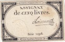 France 5 Pounds - 10 Brumaire Year II (31.10.1793) - Sign. Loegel - Serial 16737