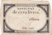 France 5 Pounds - 10 Brumaire Year II (31.10.1793) - Sign. Momoro - Serial 13335