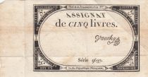 France 5 Pounds - 10 Brumaire Year II (31.10.1793) - Sign. Yauchy - Serial 9637