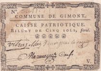 France 5 Sols - Gers - Caisse Patriotique Commune de Gimont - 1792