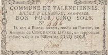 France 5 sols - Nord - Billet d\'échange - Commune de Valenciennes - ND