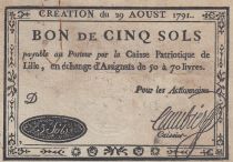 France 5 sols - Nord - Caisse patriotique de Lille - 1791