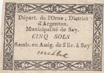 France 5 sols - Orne - District of Argentan - Municipality of Say - 1792