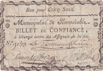 France 5 Sols - Sarthe - Municipalité de Bonnetable - 1792