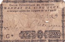 France 5 Sous - Bouches du Rhône - Marseille - Caisse Patriotique - 1792 - Serial G