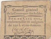 France 5 sous - Vendée - General council of Les Sables-d\'Olonne - 1792