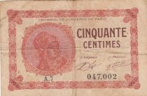 France 50 Centimes - Paris Chamber of Commerce - 1920-1923 - F to VF - Serial A.7