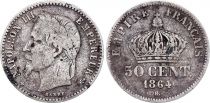 France 50 Centimes Francs Napoleon III 1864 BB Strasbourg - Silver