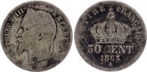 France 50 Centimes Francs Napoléon III 1865 A Paris - Argent