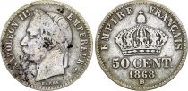 France 50 Centimes Napoleon III - 1868 BB Strasbourg - Argent