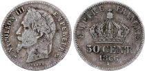 France 50 Centimes Napoleon III Head Laurel - 1866 A Paris  Silver