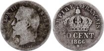 France 50 Centimes Napoleon III Head Laurel - 1866 BB Strasbourg Silver