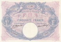 France 50 Francs - Blue and pink - 06-07-1926 - Serial O.11819