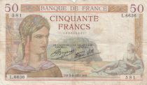 France 50 Francs - Cérès - 05-08-1937 - Serial L.6636