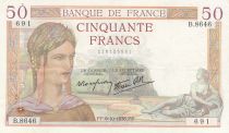 France 50 Francs Ceres - 06-10-1938 - Serial B.8646