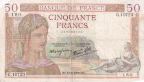 France 50 Francs Ceres - 10-08-1939 - Serial G.10723