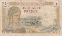 France 50 Francs Ceres - 13-01-1938 - Serial B.7555