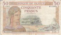 France 50 Francs Ceres - 14-03-1940 Serial W.12964