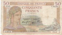 France 50 Francs Ceres - 15-09-1938 - Serial G.8516