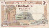 France 50 Francs Ceres - 22-02-1940 Serial H.12436