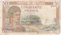 France 50 Francs Ceres - 28-04-1938 - Serial B.8179