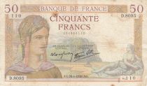 France 50 Francs Ceres - 28-04-1938 - Serial D.8095