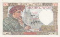 France 50 Francs Jacques Coeur - 08-01-1942 Serial G.163-60017