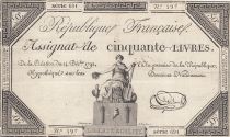 France 50 Livres - 14 December 1792 - French Republic - Sign. Lebrun - Serial 691