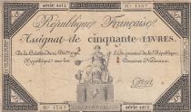 France 50 Livres - 14 Décembre 1792 - République Française - Sign. Cottenel - Série 4412