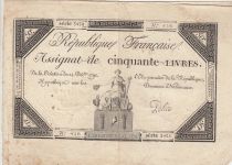 France 50 Livres - France seated - 14-12-1792 - Sign. Police - Série 5497