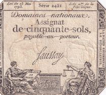 France 50 Sols - Liberty and Justice (23-05-1793) - VF - Sign. Saussay - Serial 2451 - L.167.1