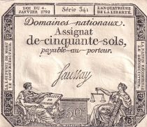 France 50 Sols Liberty and Justice (04-01-1792) - French Revolution - Serial 341