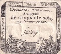 France 50 Sols Liberty and Justice (04-01-1792) - French Revolution - Serial 341