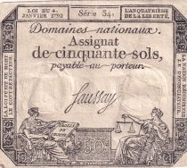 France 50 Sols Liberty and Justice (04-01-1792) - French Revolution - Serial 341