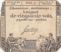 France 50 Sols Liberty and Justice watermark the nation (23-05-1793) - French Revolution - Serial 2989