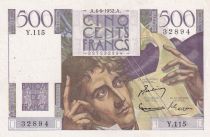 France 500 Francs - Chateaubriand - 04-09-1952 - Serial Y.115 - VF