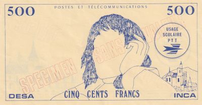 France 500 Francs - Desa - Inca - Post and telecom - No value