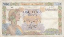 France 500 francs - La Paix - 26-09-1940 - Série V.1017