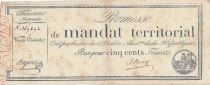 France 500 Francs - Mandat Territorial sans série - 1796 - TB+