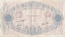 France 500 francs - Pink and  blue - 02-12-1937 - Serial W.2721