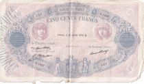 France 500 Francs Blue and Pink - 31-07-1930 - Serial U.1327