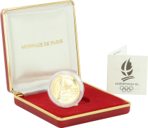 France 500 Francs JO Albertville - Pierre de Coubertin - 1991 - Proof - with box and certificate