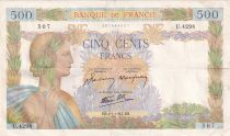 France 500 Francs Pax with wreath - 02-01-1942 Serial U.4298