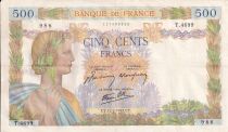 France 500 Francs Pax with wreath - 12-02-1942 Serial T.4699