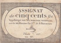 France 500 Livres - 20 Pluviose An II (8.2.1794) - TB+ - Sign. Lehu