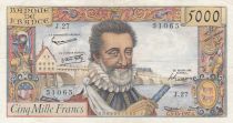 France 5000 Francs - Henri IV - 03-10-1957 - Serial J.27