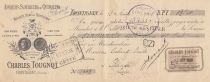 France 57.65 francs - Bank cheque receipt - Charles Tougnot - 1908