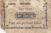 France 6 Deniers - Rhône - Pont-Saint-Clair - Passage d\'une personne à pied - 1792 - Kol.69.43