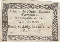 France 6 liards - Orne - District d\'Argentan, municipalité de Say - 1792